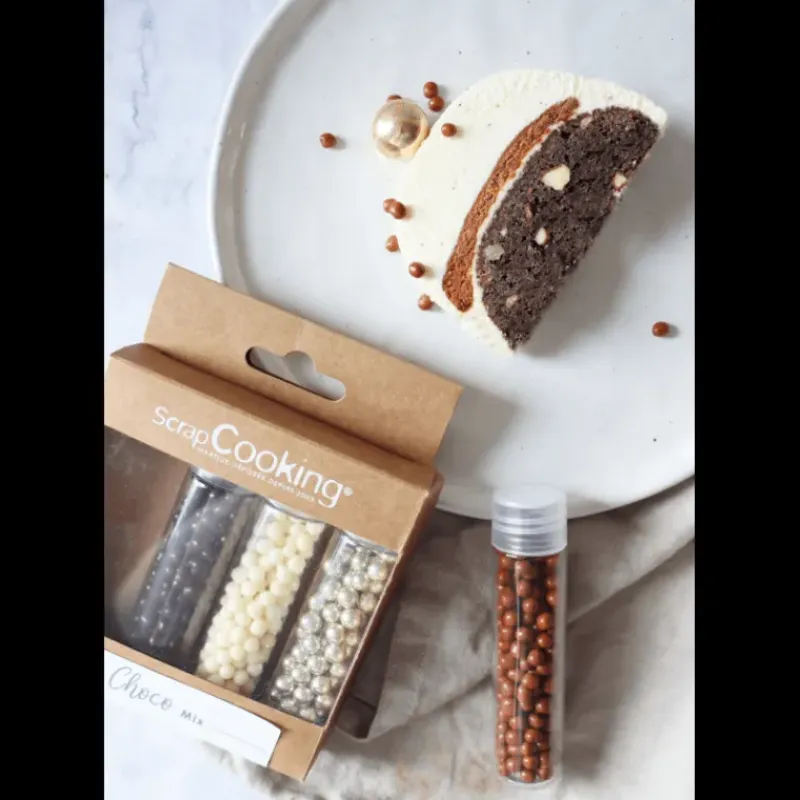 SCRAPCOOKING 4 Décors Billes Chocolat et Or 38 g* Décoration Comestible