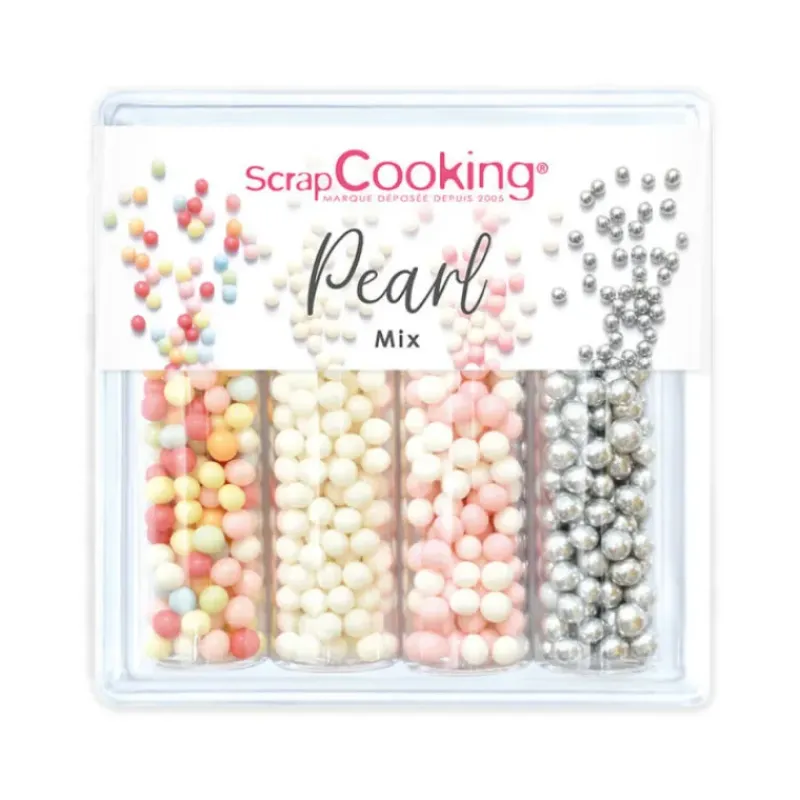 SCRAPCOOKING 4 Décors en Sucre Pearl Mix 56 g* Décoration Comestible