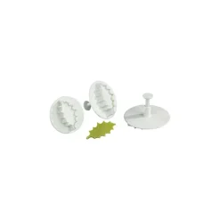 MALLARD FERRIERE 3 Découpoirs Grande Feuille de Houx à Poussoir* Emporte Pièce - Découpoir Pâtisserie