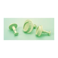 MALLARD FERRIERE 3 Découpoirs Petite Feuille de Rose à Poussoir* Emporte Pièce - Découpoir Pâtisserie