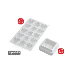 SILIKOMART 7 Moules Silicone Coussin et 1 Plaque 15 Cœurs Bombés Professional* Moule Silicone|Moules À Gâteaux