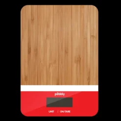 PEBBLY Balance de Cuisine Electronique Bambou Rectangle Rouge 23 x 16 cm* Balance De Cuisine