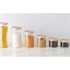 MASTRAD Bocal en Verre 400 ml avec Couvercle Bambou Stor'eat* Conservation