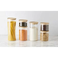 MASTRAD Bocal en Verre 400 ml avec Couvercle Bambou Stor'eat* Conservation