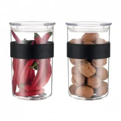 BODUM Bocal Plastique 1 L avec Couvercle (x2) PRESSO* Conservation