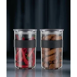 BODUM Bocal Plastique 1 L avec Couvercle (x2) PRESSO* Conservation