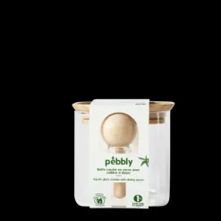 PEBBLY Boite de Conservation Carrée en Verre et Bambou avec Cuillère Doseuse 800 ml* Conservation
