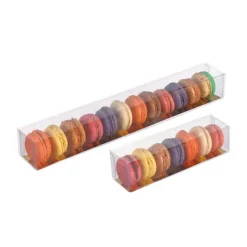 MALLARD FERRIERE Boîte 6 Macarons Transparente Fond Or 18 cm* Emballage Alimentaire