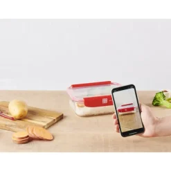 MASTRAD Boîte de Conservation Connectée avec Compartiments 1 L Rouge Stor'eat* Conservation