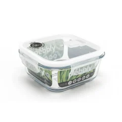 PEBBLY Boîte de Conservation en Verre Carré 800 ml* Plat De Cuisson|Conservation