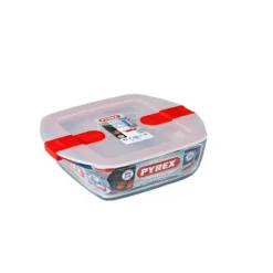 PYREX Boîte de Conservation en Verre Carrée 20 x 17 cm 1 L Cook & Heat* Conservation