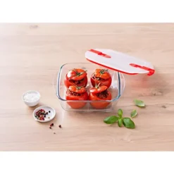 PYREX Boîte de Conservation en Verre Carrée 20 x 17 cm 1 L Cook & Heat* Conservation