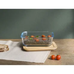 PEBBLY Boîte de Conservation en Verre et Bambou Rectangle 1520 ml* Conservation