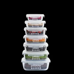 PEBBLY Boîte de Conservation en Verre Rectangle 650 ml* Plat De Cuisson|Conservation
