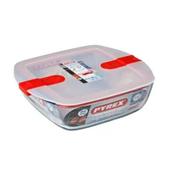 PYREX Boîte de Conservation en Verre Carrée 25 x 22 cm 2,2 L Cook & Heat* Conservation