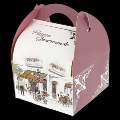 CUISINEADDICT Boîte pâtissière avec poignées Pause Gourmande 17 x 15 cm x H 5,5 cm (x50)* Emballage Alimentaire