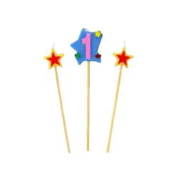 GATODECO Bougie Chiffre 1 avec 2 bougies étoiles Gatodéco* Décoration Gâteau