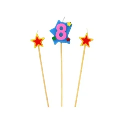 GATODECO Bougie Chiffre 8 avec 2 bougies étoiles Gatodéco* Décoration Gâteau