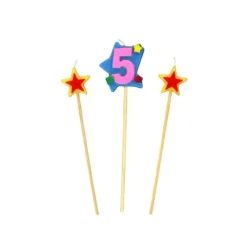 GATODECO Bougie Chiffre 5 avec 2 bougies étoiles Gatodéco* Décoration Gâteau