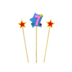 GATODECO Bougie Chiffre 7 avec 2 bougies étoiles Gatodéco* Décoration Gâteau