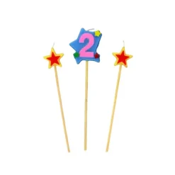GATODECO Bougie Chiffre 2 avec 2 bougies étoiles Gatodéco* Décoration Gâteau
