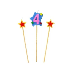 GATODECO Bougie Chiffre 4 avec 2 bougies étoiles Gatodéco* Décoration Gâteau