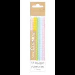 SCRAPCOOKING Bougies Longues Torsadées Pastel 12 cm (x12)* Décoration Gâteau