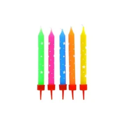 GATODECO Bougies Multicolores à Etoiles Blanches (x10) Gatodéco* Décoration Gâteau