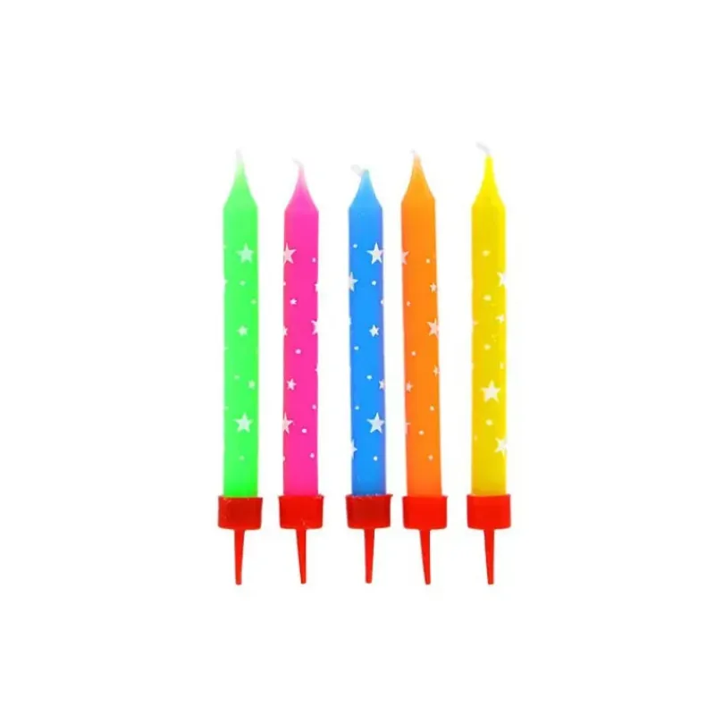 GATODECO Bougies Multicolores à Etoiles Blanches (x10) Gatodéco* Décoration Gâteau