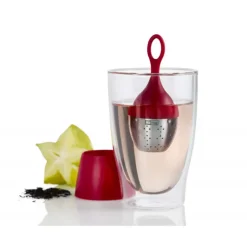 ADHOC Boule à Thé avec Support Rouge Ø 4 cm x H 12,5 cm* Vaisselle