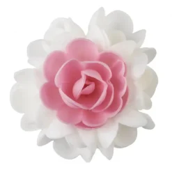 FLORENSUC Bouquet Fleur Azyme 10 cm Rose et Blanc 5 cm (x6)* Décoration Comestible