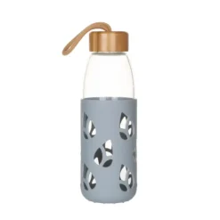 PEBBLY Bouteille en Verre avec Protection Silicone Gris 55 cl* Carafe, Pichet