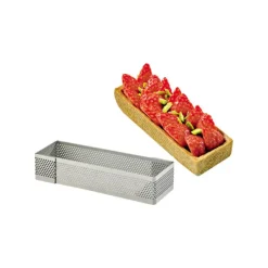 MALLARD FERRIERE Cadre à Tarte Rectangle Inox Perforé 11x3.5 cm H.2 cm* Cercle À Patisserie