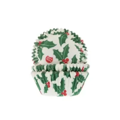 HOUSE OF MARIE Caissette Cupcake Houx de Noël (x50)* Moules En Papier