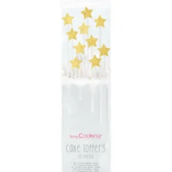 SCRAPCOOKING Cake Topper long 20 cm étoile doré (x10)* Décoration Gâteau