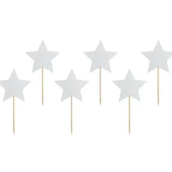PARTYDECO Cake Toppers Étoiles Argent (x6)* Décoration Gâteau