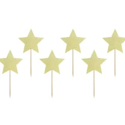 PARTYDECO Cake Toppers Étoiles Or (x6)* Décoration Gâteau