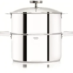 CRISTEL Casserole et Cuit Vapeur Inox Ø 24 cm Anses Mutine Blanc Biome* Cuiseur Vapeur|Casseroles
