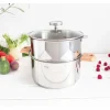 CRISTEL Casserole et Cuit Vapeur Inox Ø 24 cm Anses Hêtre Biome* Cuiseur Vapeur|Casseroles
