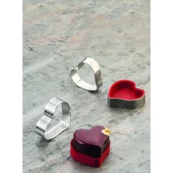 PAVONI Cercle à Tarte Coeur Inox Micro-perforé 7,5 x 7 cm x H 2 cm* Cercle À Patisserie