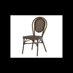 LYROSE Chaise Imitation Rotin Moka et Bois* Mobilier Terrasse Restaurant