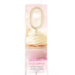 SCRAPCOOKING Cierge Magique Or 17,5 cm Chiffre 0* Décoration Gâteau