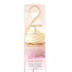 SCRAPCOOKING Cierge Magique Or 17,5 cm Chiffre 2* Décoration Gâteau