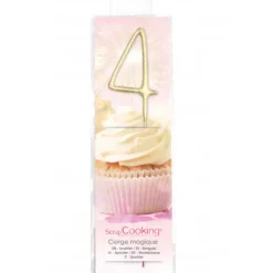 SCRAPCOOKING Cierge Magique Or 17,5 cm Chiffre 4* Décoration Gâteau