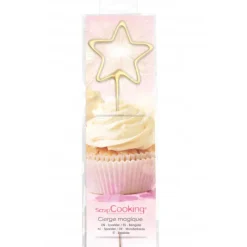 SCRAPCOOKING Cierge Magique Étoile Or 18,5 cm* Décoration Gâteau