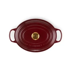LE CREUSET Cocotte en Fonte Ovale 31 cm Garnet Bouton Doré Signature* Cocotte En Fonte
