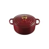 LE CREUSET Cocotte en Fonte Ronde 24 cm Garnet Bouton Doré Signature* Cocotte En Fonte