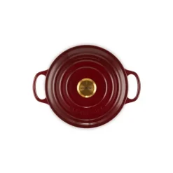 LE CREUSET Cocotte en Fonte Ronde 24 cm Garnet Bouton Doré Signature* Cocotte En Fonte