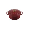 LE CREUSET Cocotte en Fonte Ronde 20 cm Garnet Bouton Doré Signature* Cocotte En Fonte
