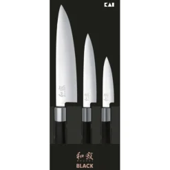 KAI Coffret 3 Couteaux Japonais Universel 10 cm Universel 15 cm et Chef 20 cm Wasabi Black* Couteau De Chef|Couteau Japonais